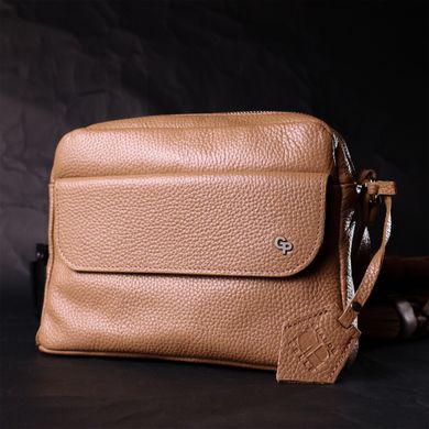 Стильная женская сумка кросс-боди из натуральной кожи GRANDE PELLE 11652 Бежевая