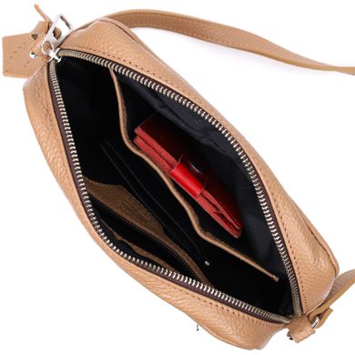 Стильная женская сумка кросс-боди из натуральной кожи GRANDE PELLE 11652 Бежевая