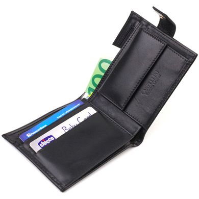 Стильний чоловічий гаманець з натуральної гладкої шкіри CANPELLINI 21880 Чорний