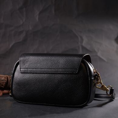 Вечірня жіноча сумка з фігурним клапаном із натуральної шкіри Vintage 22429 Чорна