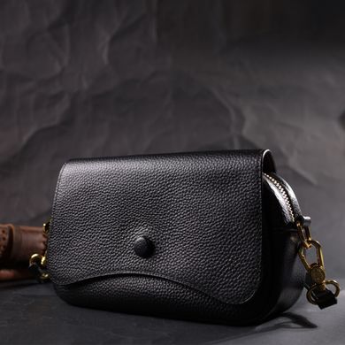 Вечірня жіноча сумка з фігурним клапаном із натуральної шкіри Vintage 22429 Чорна