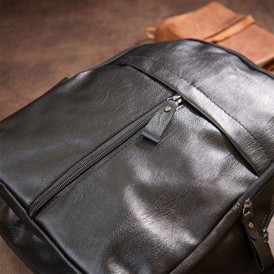 Вертикальний тонкий рюкзак жіночий закруглений із шкірзамінника Vintage sale_14932 Чорний
