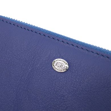 Вместительный женский кошелек-клатч с двумя отделениями на молниях ST Leather 19431 Синий