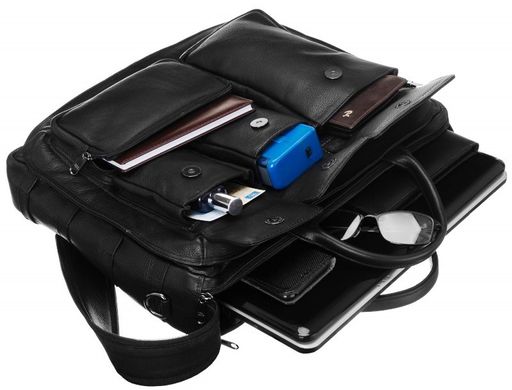 Мужская кожаная сумка, портфель для ноутбука Always Wild черная