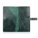 Компактний тревел-кейс зеленого кольору з натуральної глянцевої шкіри з авторським художнім тисненням "7 wonders of the world"