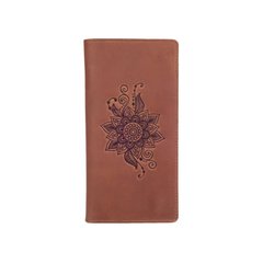 Бумажник с матовой натуральной кожи темно рыжого цвета на 14 карт, коллекция "Mehendi Classic"