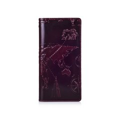 Темно фіолетовий шкіряний гаманець на 14 карт, колекція "7 wonders of the world"