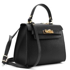 Невелика класична шкіряна сумочка Firenze Italy F-IT-9866A Чорний