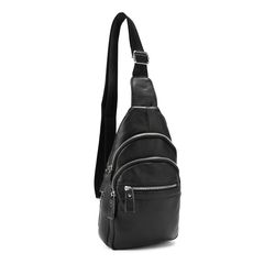 Шкіряна сумка слінг Tiding Bag M56-8643A Чорний
