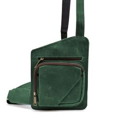 Шкіряний слінг рюкзак на одне плече TARWA RE-232-3md Зелений