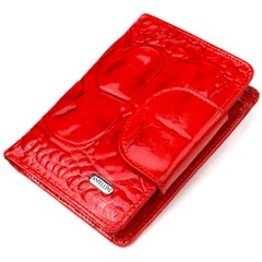 Лакированный вертикальный женский кошелек из натуральной кожи с тиснением под крокодила CANPELLINI 21681 Красный
