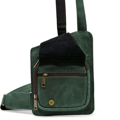 Кожаный слинг рюкзак на одно плечо TARWA RE-232-3md Зеленый