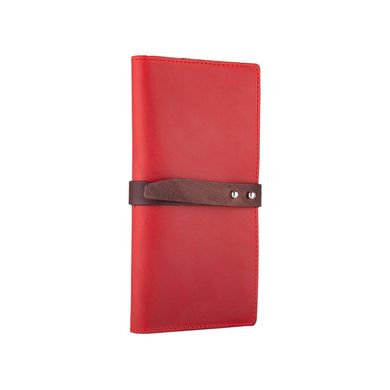 Вместительный кожаный бумажник на кобурном винте красного цвета