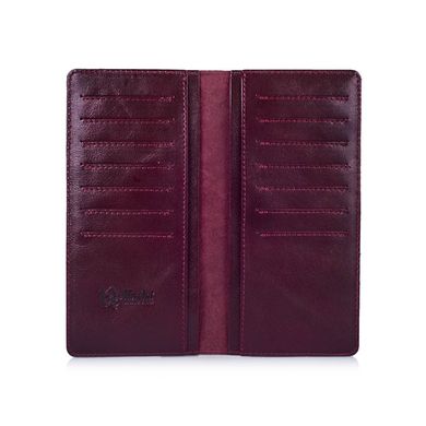 Темно фіолетовий шкіряний гаманець на 14 карт, колекція "7 wonders of the world"