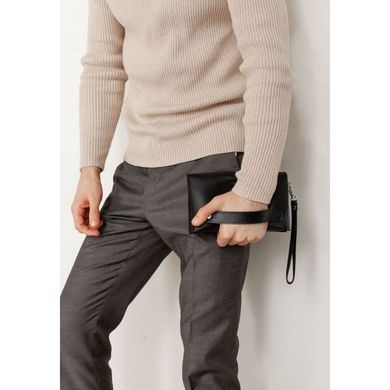 Натуральный кожаный мужской клатч-барсетка 3.0 черный краст Blanknote BN-KLATCH-3-g