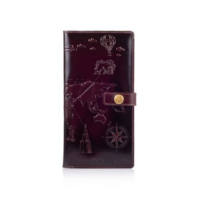 Вместительный коричневый тревел-кейс с натуральной глянцевой кожи, коллекция "7 wonders of the world"