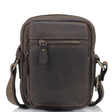 Мужская сумка через плечо из винтажной кожи Tiding Bag t2102 Коричневый