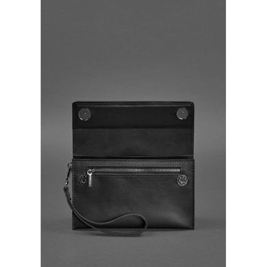 Натуральный кожаный мужской клатч-барсетка 3.0 черный краст Blanknote BN-KLATCH-3-g