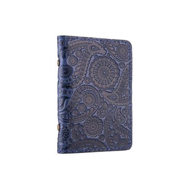 Дизайнерська обкладинка-органайзер для ID паспорта та інших документів з глянсової шкіри блакитного кольору