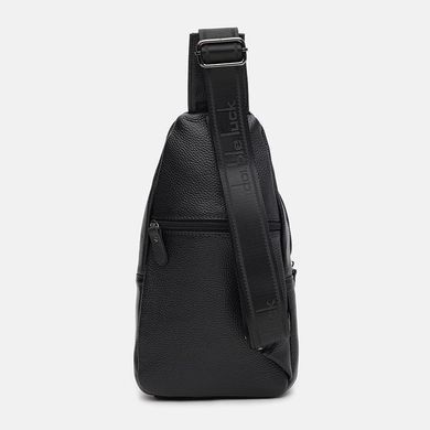 Мужской кожаный рюкзак через плечо Borsa Leather k1338-black, натуральная кожа, черный цвет, 4 кармана