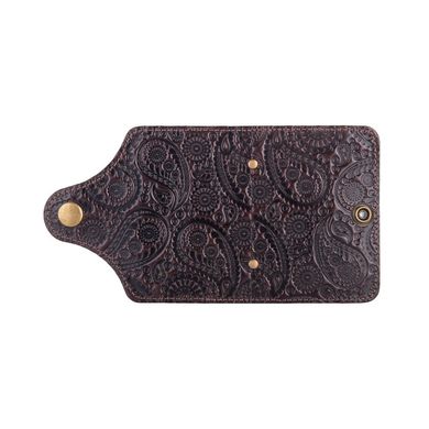 Оригінальний коричневий Картхолдер з натуральної шкіри на кнопці, колекція "Buta Art"