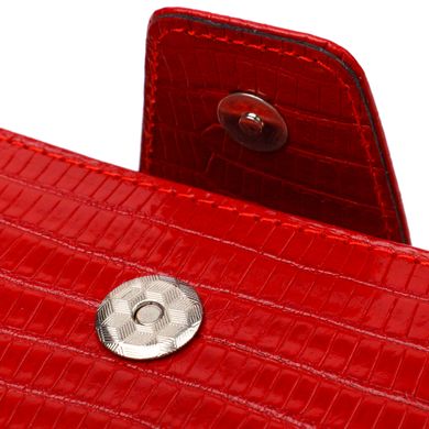 Фактурне жіноче вертикальне портмоне з монетницею на блискавці з натуральної шкіри з тисненням CANPELLINI 21731 Червоне