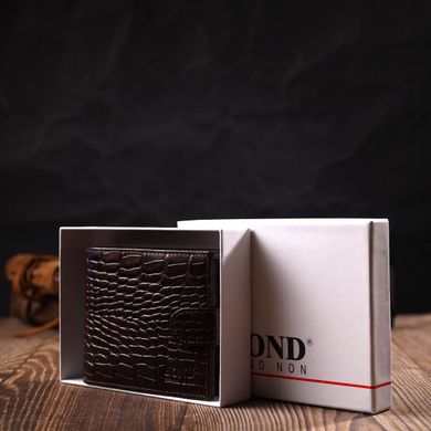 Фактурний чоловічий горизонтальний гаманець із натуральної шкіри з тисненням під крокодила BOND 22009 Коричневий
