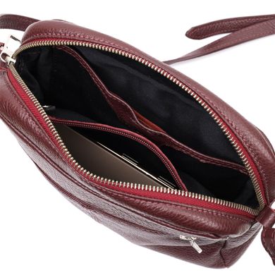 Яскрава сумка жіноча крос-боді з натуральної шкіри GRANDE PELLE 11653 Бордовий