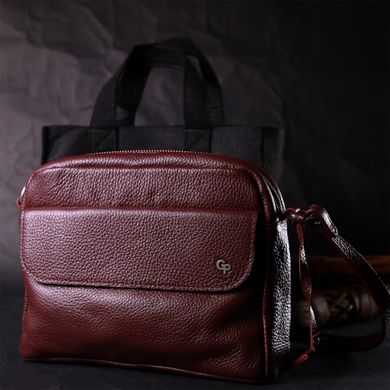 Яркая женская сумка кросс-боди из натуральной кожи GRANDE PELLE 11653 Бордовый