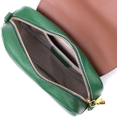 Шкіряна сумка жіноча в красивому кольорі і з фігурним клапаном Vintage 22430 Зелена