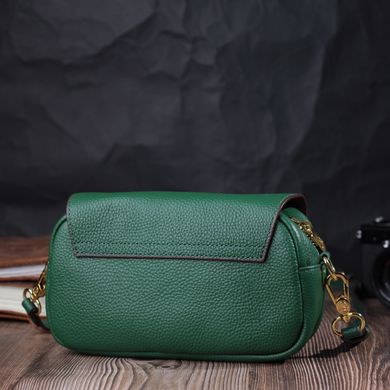 Шкіряна сумка жіноча в красивому кольорі і з фігурним клапаном Vintage 22430 Зелена