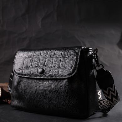 Красива жіноча сумка з натуральної шкіри Vintage 22330 Чорна