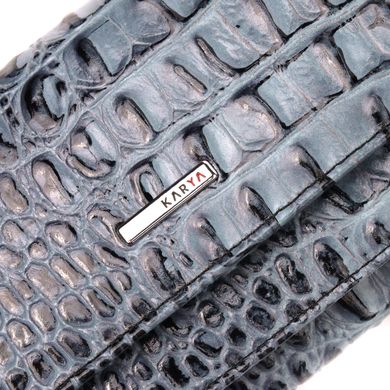 Незвичайний жіночий гаманець із натуральної фактурної шкіри під крокодила KARYA 21015 Сірий