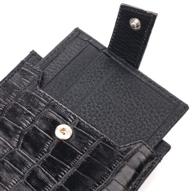 Стильний чоловічий гаманець із фактурної шкіри під рептилію KARYA 21065 Чорний