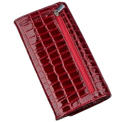 Женский кошелек красный лаковый под экзотику 17373 KARYA Красный