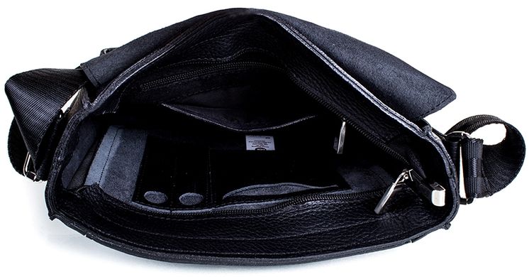 Небольшая кожаная мужская сумка через плечо MIS MS4234-2, Черный