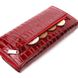 Красивий жіночий гаманець з клапаном із фактурної шкіри під крокодила KARYA 21115 Червоний