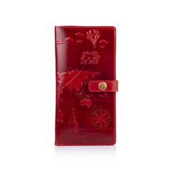 Червоний тревел-кейс з натуральної глянцевої шкіри, колекція "7 wonders of the world"