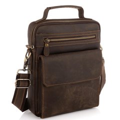 Мужская сумка через плечо из натуральной кожи с ручкой Tiding Bag t0038C Коричневый