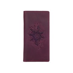Гарний фіолетовий гаманець з натуральної шкіри з авторським художнім тисненням "Mehendi Classic"