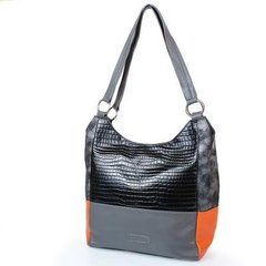 Жіноча шкіряна сумка LASKARA (Ласкарєв) LK-DD212-grey-orange Сірий