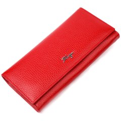 Жіночий горизонтальний гаманець із натуральної зернистої шкіри KARYA 21166 Червоний