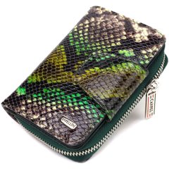 Женское фактурное вертикальное портмоне с монетницей на молнии из натуральной кожи с тиснением под змею CANPELLINI 21732 Разноцветное