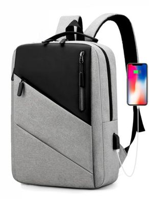 Серый мужской рюкзак для ноутбука с черной вставкой Tiding Bag BPT01-CV-ZQ2020G Серый