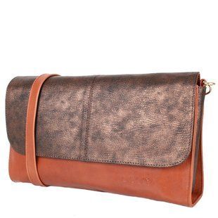 Женская кожаная сумка-клатч LASKARA (ЛАСКАРА) LK-DD220B-cognac-bronze Коричневый