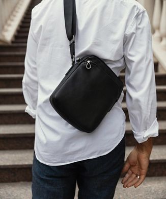 Мужская кожаная сумка через плечо черная Tiding Bag SM8-9686-4A Черный