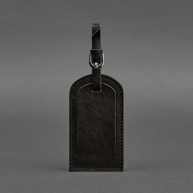 Натуральная кожаная бирка для багажа 2.0 Угольно-черная Blanknote BN-TAG-2-ygol