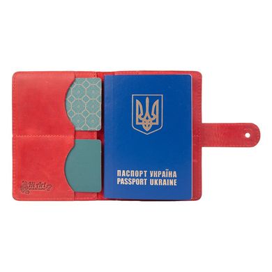 Шкіряне портмоне для паспорта / ID документів HiArt PB-03S / 1 Shabby Red Berry "Mehendi Classic"