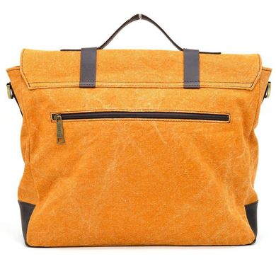 Сумка-портфель из парусины (канвас) и кожи RY-0001-4lx бренд TARWA Оранжевый