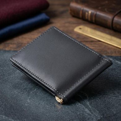Стильний затискач для грошей без застібки GRANDE PELLE 11294 Чорний